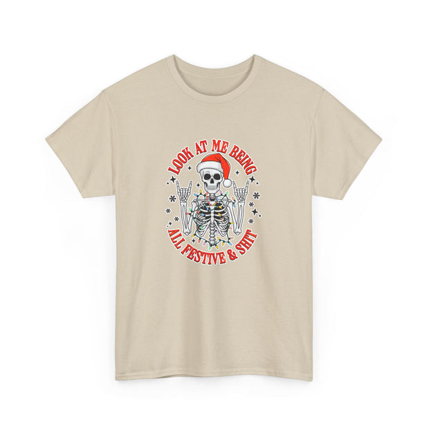 Festive Skeleton Unisex Heavy Cotton Tee