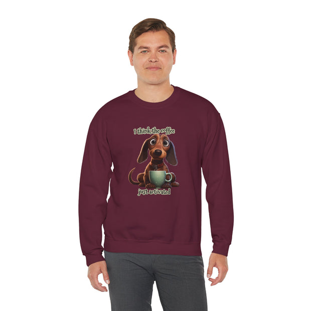 Funny Coffee Dog Unisex Heavy Blend™ Crewneck Sweatshirt
