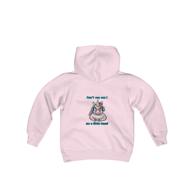 Busy Gaming Unicorn Youth Heavy Blend Hooded Sweatshirt