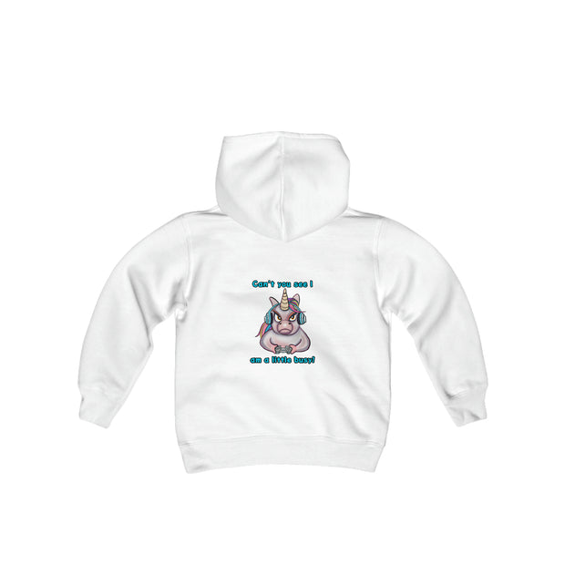 Busy Gaming Unicorn Youth Heavy Blend Hooded Sweatshirt