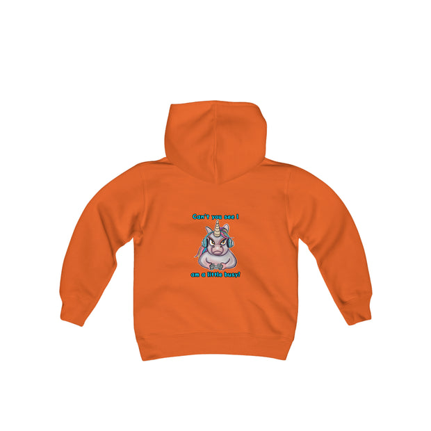 Busy Gaming Unicorn Youth Heavy Blend Hooded Sweatshirt