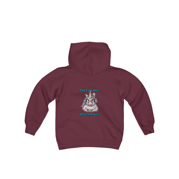 Busy Gaming Unicorn Youth Heavy Blend Hooded Sweatshirt