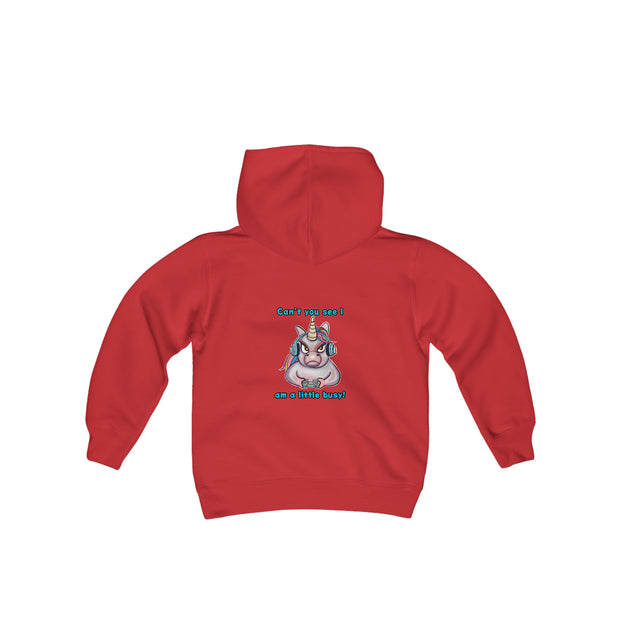 Busy Gaming Unicorn Youth Heavy Blend Hooded Sweatshirt