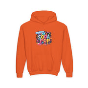 Youth Soda Pop Hooded Sweatshirt, Cute Sweatshirt, Gift for Kids, Fun Hoodie, Colorful Graphic Sweatshirt