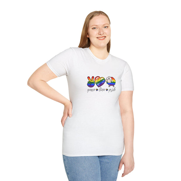Peace Love and Pride Unisex Softstyle T-Shirt