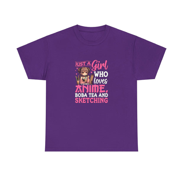 Anime, Boba, Sketching Unisex Heavy Cotton Tee