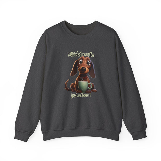 Funny Coffee Dog Unisex Heavy Blend™ Crewneck Sweatshirt