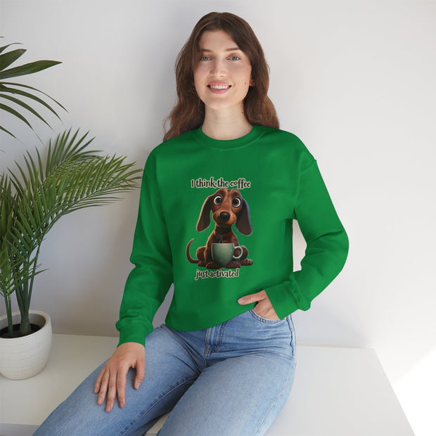 Funny Coffee Dog Unisex Heavy Blend™ Crewneck Sweatshirt