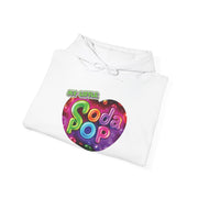 Soda Pop Heart Hoodie - Retro Unisex Sweatshirt for Fun Gatherings, Cozy Nights, Music Festivals, Unique Gifts & Casual Wear