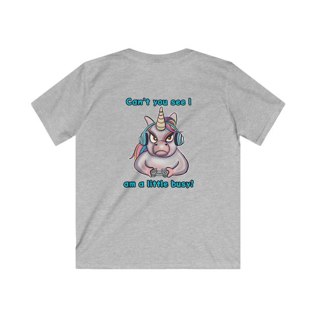 Busy Gaming Unicorn Kids Softstyle Tee