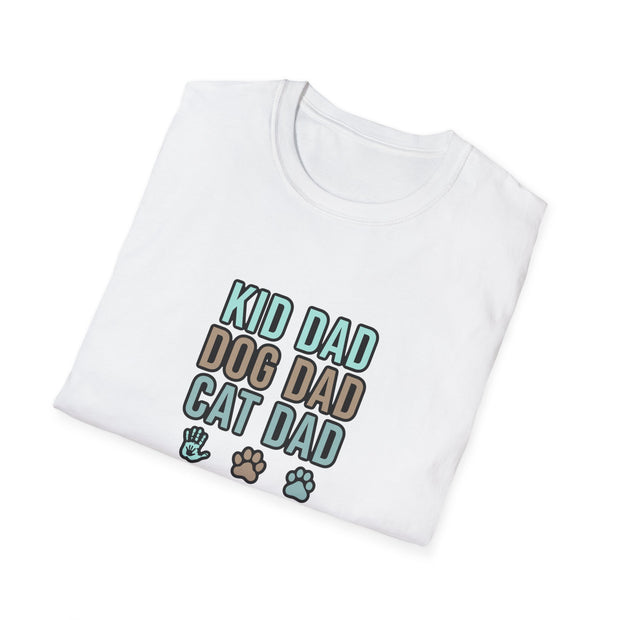 Kid, Dog, Cat Dad Unisex Softstyle T-Shirt