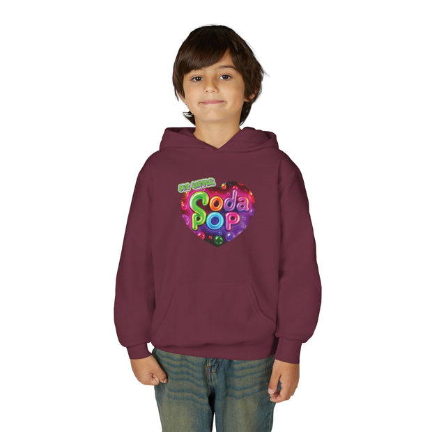 Youth Hooded Sweatshirt with Soda Pop Design, Fun Sweatshirt for Kids, Perfect Gift for Birthdays, Cozy Hooded Top, Great for Casual Wear