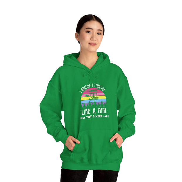 I Know I Throw Like A Girl Unisex Heavy Blend™ Hooded Sweatshirt