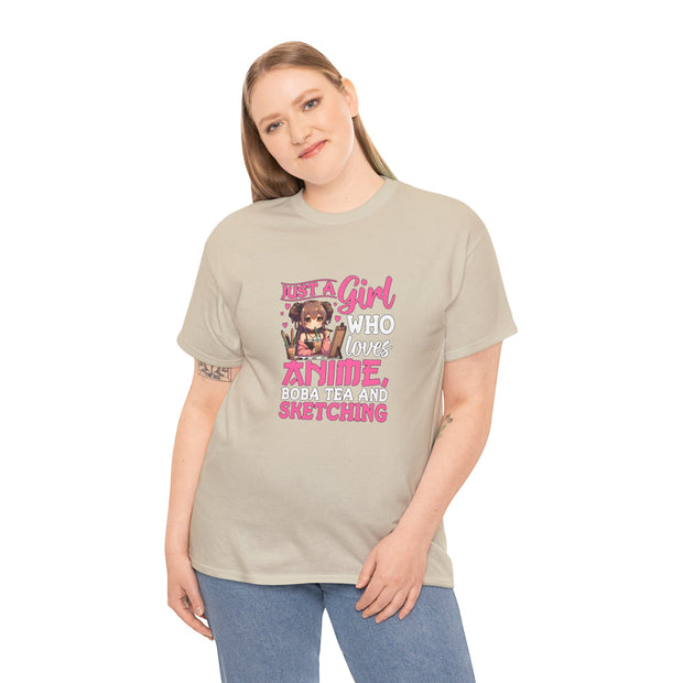 Anime, Boba, Sketching Unisex Heavy Cotton Tee