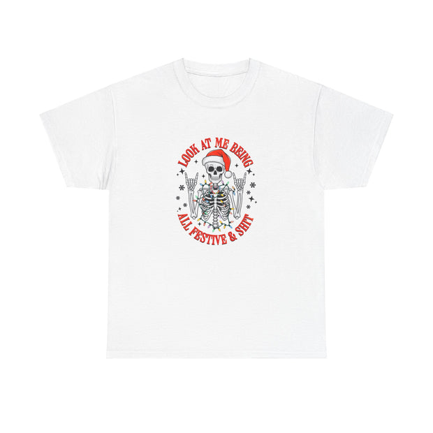 Festive Skeleton Unisex Heavy Cotton Tee