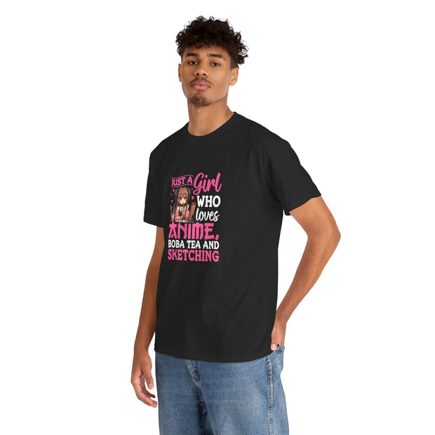 Anime, Boba, Sketching Unisex Heavy Cotton Tee