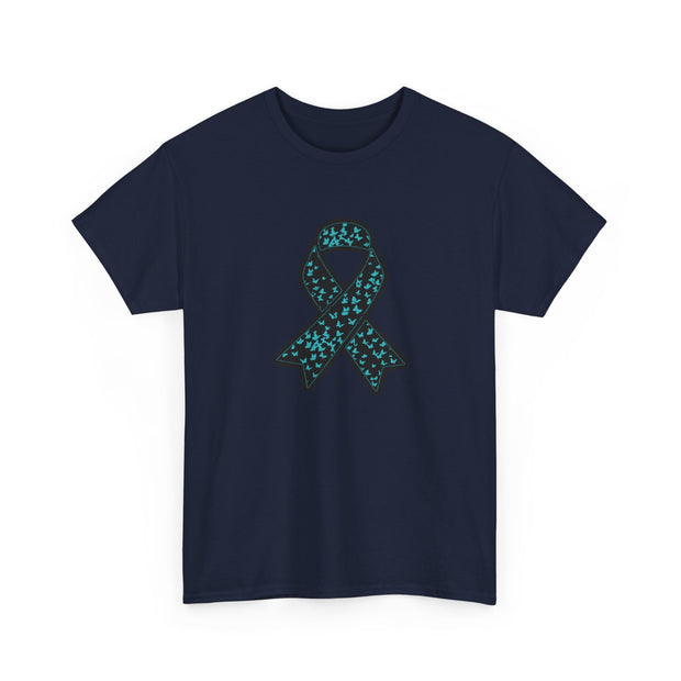 Ovarian Cancer Ribbon Unisex Heavy Cotton Tee