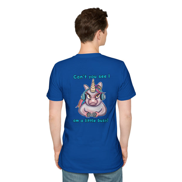Busy Gaming Unicorn Unisex Softstyle T-Shirt
