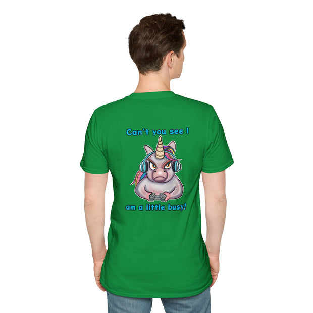 Busy Gaming Unicorn Unisex Softstyle T-Shirt
