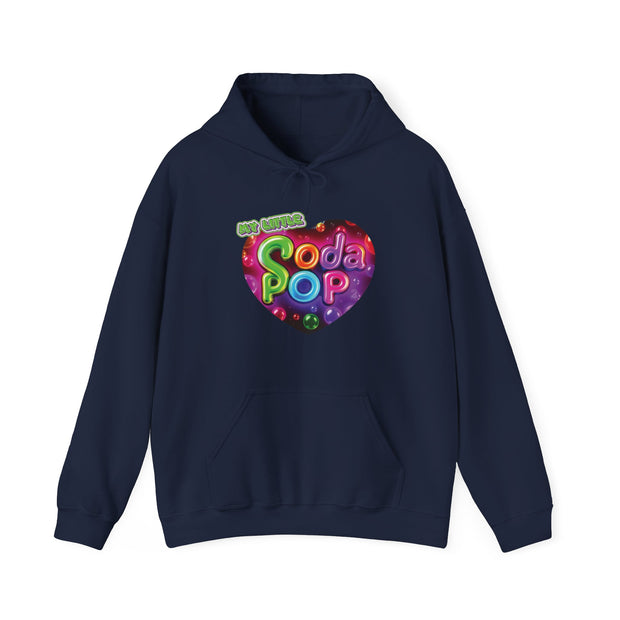 Soda Pop Heart Hoodie - Retro Unisex Sweatshirt for Fun Gatherings, Cozy Nights, Music Festivals, Unique Gifts & Casual Wear