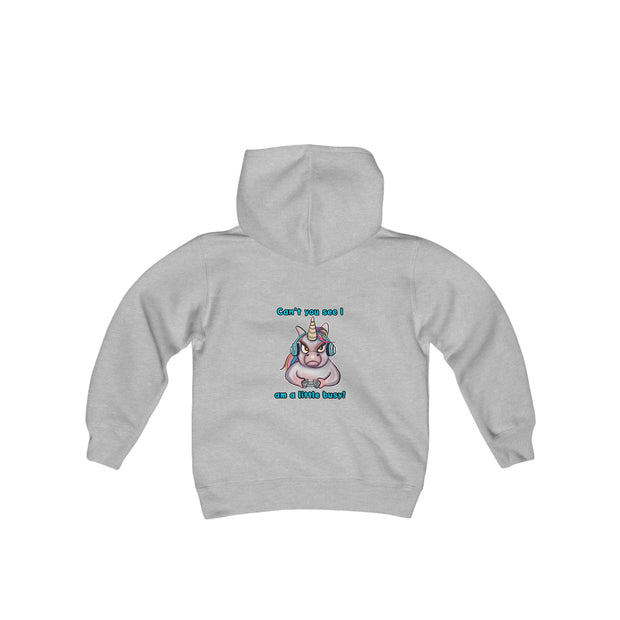 Busy Gaming Unicorn Youth Heavy Blend Hooded Sweatshirt