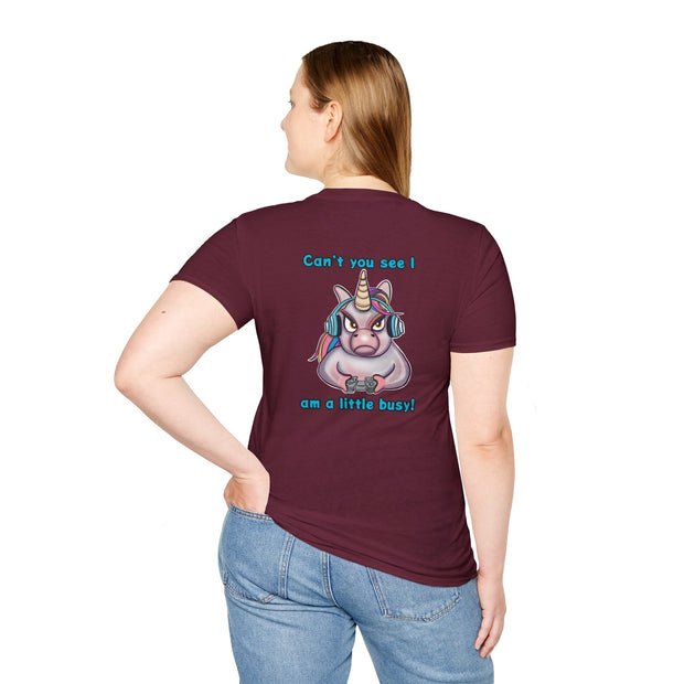Busy Gaming Unicorn Unisex Softstyle T-Shirt
