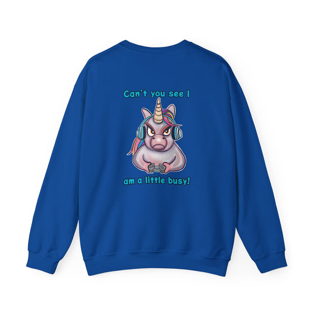 Busy Gaming Unicorn Unisex Heavy Blend™ Crewneck Sweatshirt