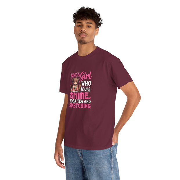 Anime, Boba, Sketching Unisex Heavy Cotton Tee