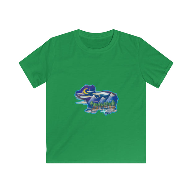 Nighttime bear Kids Softstyle Tee