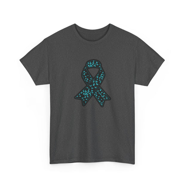 Ovarian Cancer Ribbon Unisex Heavy Cotton Tee