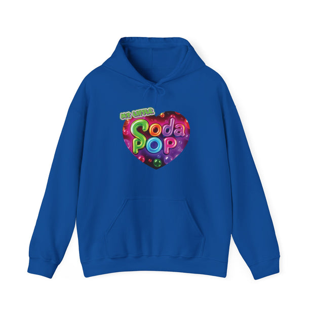 Soda Pop Heart Hoodie - Retro Unisex Sweatshirt for Fun Gatherings, Cozy Nights, Music Festivals, Unique Gifts & Casual Wear