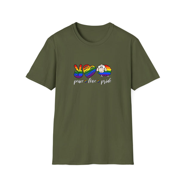 Peace Love and Pride Unisex Softstyle T-Shirt