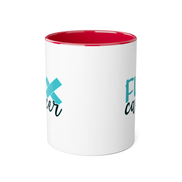 Fuck Cancer Accent Mugs, 11oz