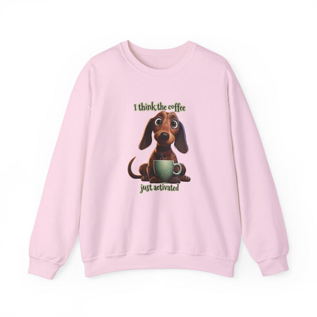 Funny Coffee Dog Unisex Heavy Blend™ Crewneck Sweatshirt