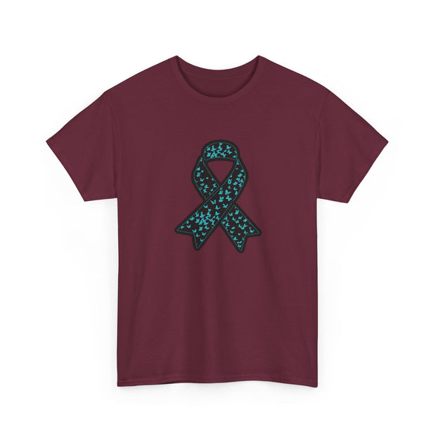 Ovarian Cancer Ribbon Unisex Heavy Cotton Tee