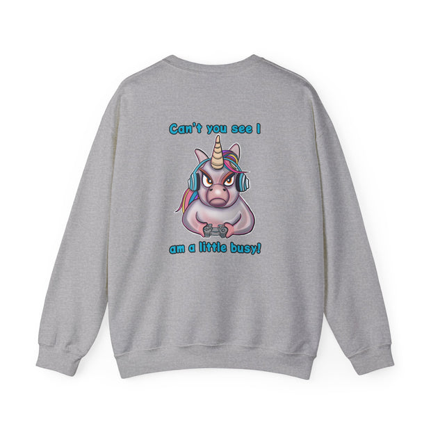 Busy Gaming Unicorn Unisex Heavy Blend™ Crewneck Sweatshirt
