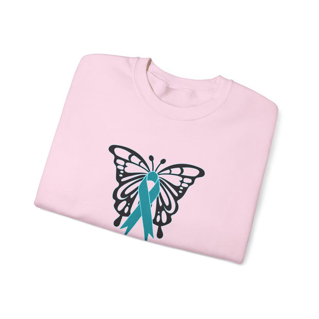 Ovarian Cancer Butterfly Unisex Heavy Blend™ Crewneck Sweatshirt