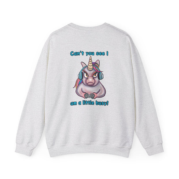 Busy Gaming Unicorn Unisex Heavy Blend™ Crewneck Sweatshirt