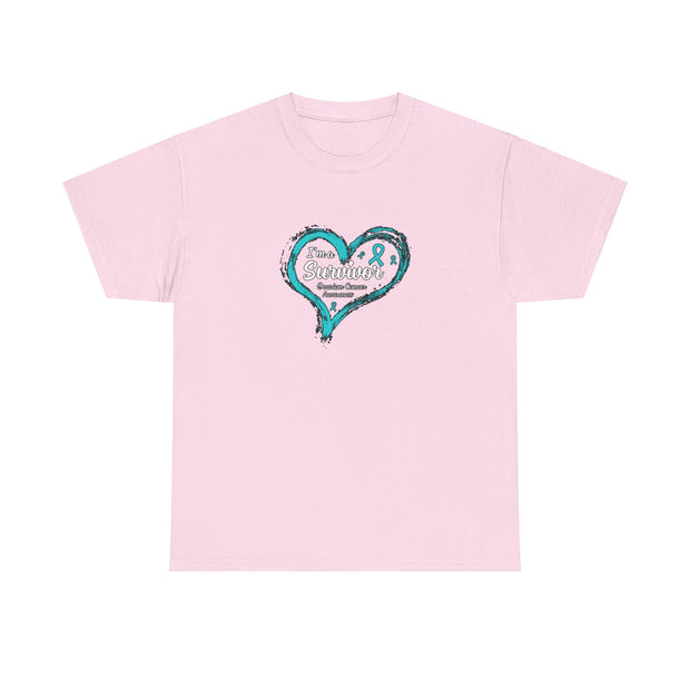Ovarian Cancer Survivor Unisex Heavy Cotton Tee