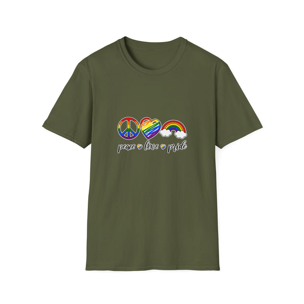 Peace Love and Pride Unisex Softstyle T-Shirt