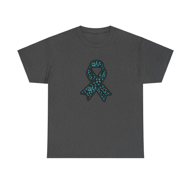 Ovarian Cancer Ribbon Unisex Heavy Cotton Tee