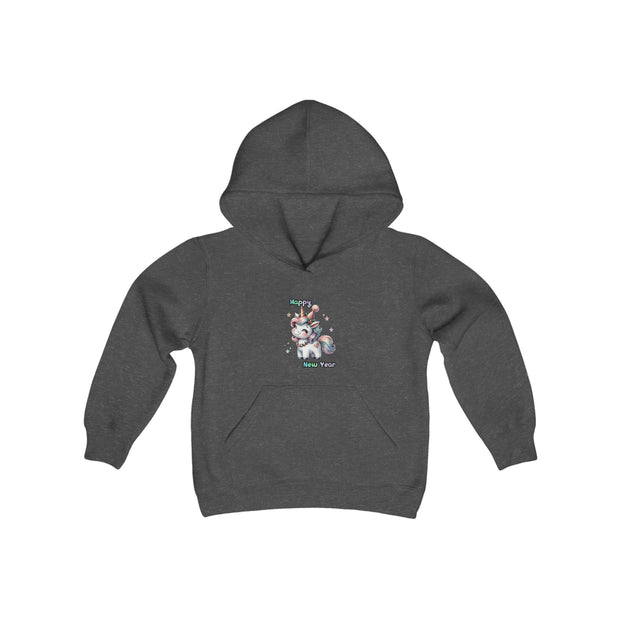 New Year Unicorn Youth Heavy Blend Hooded Sweatshirt