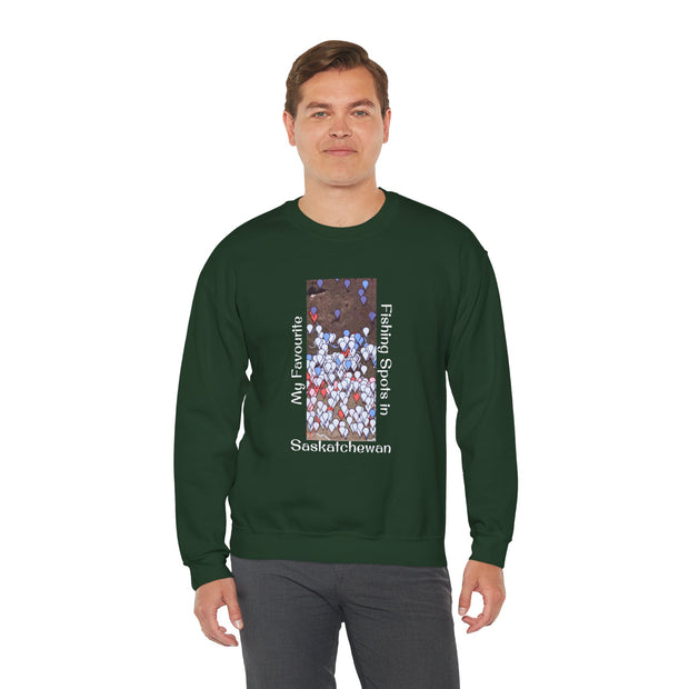 Saskatchewan Fishing Spots Unisex Heavy Blend™ Crewneck Sweatshirt