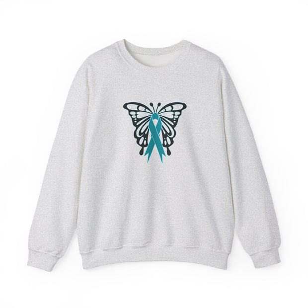 Ovarian Cancer Butterfly Unisex Heavy Blend™ Crewneck Sweatshirt