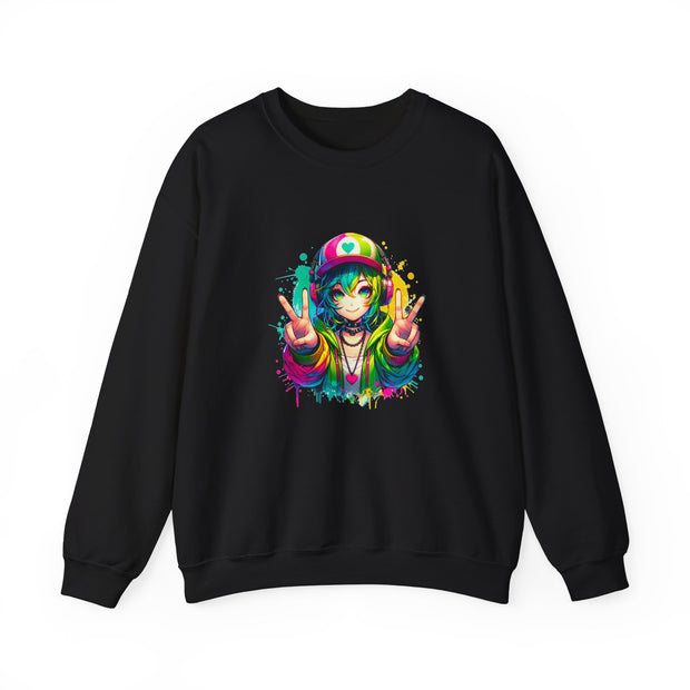 Graffiti Anime Girls Unisex Heavy Blend™ Crewneck Sweatshirt