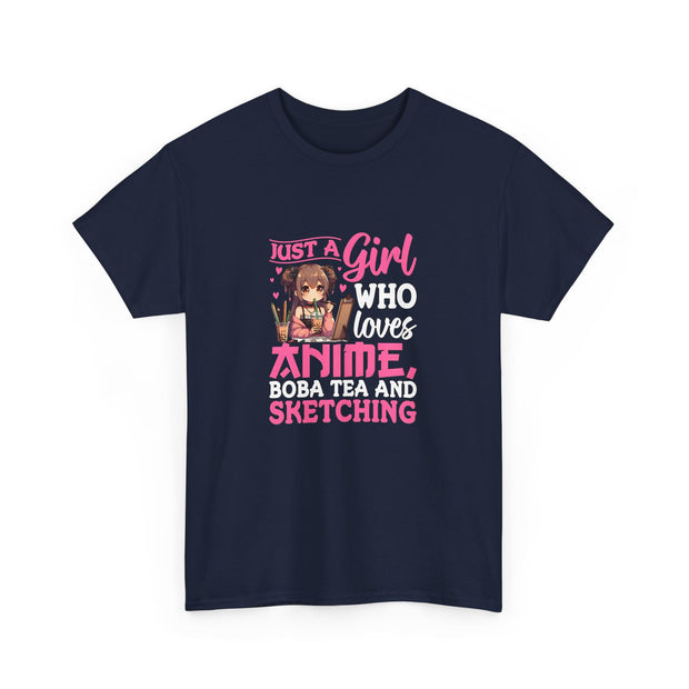 Anime, Boba, Sketching Unisex Heavy Cotton Tee