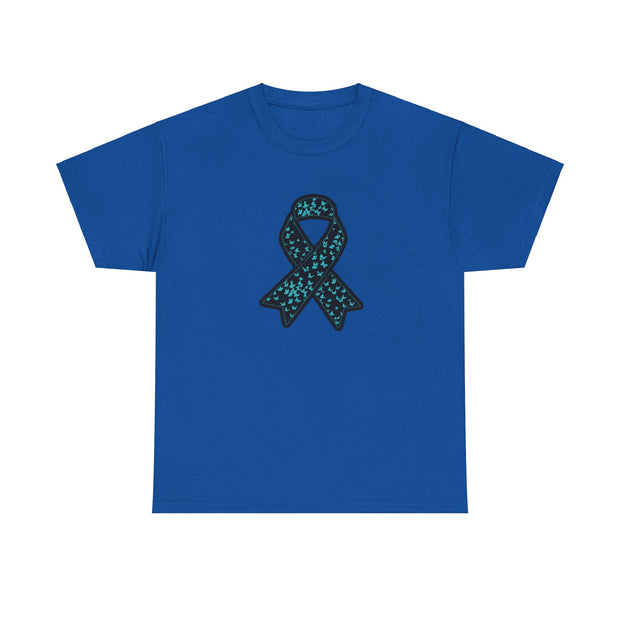 Ovarian Cancer Ribbon Unisex Heavy Cotton Tee