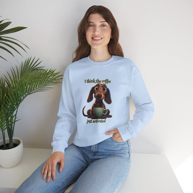 Funny Coffee Dog Unisex Heavy Blend™ Crewneck Sweatshirt