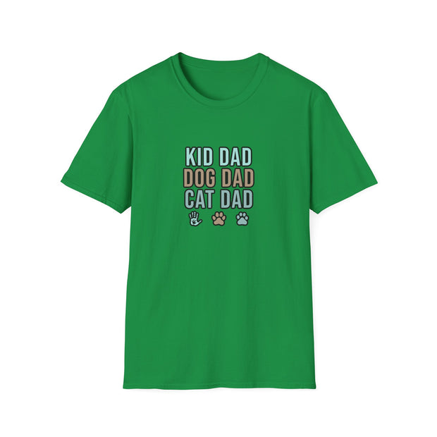 Kid, Dog, Cat Dad Unisex Softstyle T-Shirt