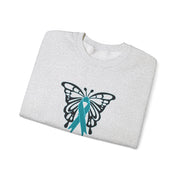 Ovarian Cancer Butterfly Unisex Heavy Blend™ Crewneck Sweatshirt